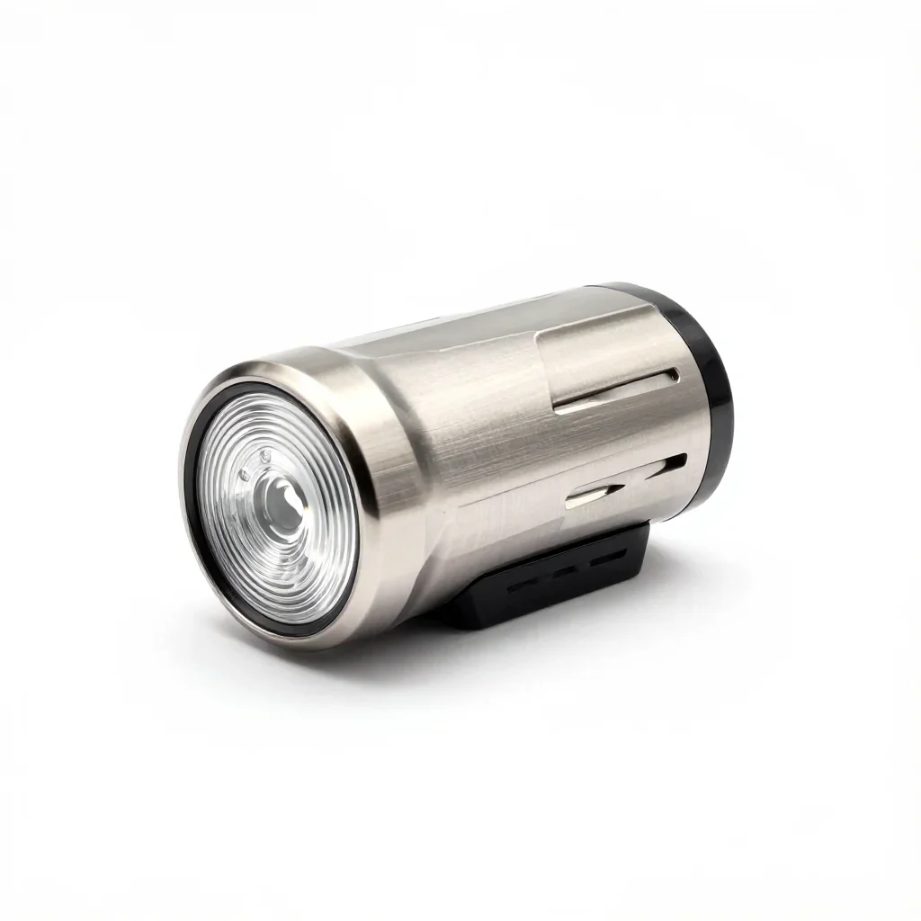 Brutalist bike light isolated on a white background