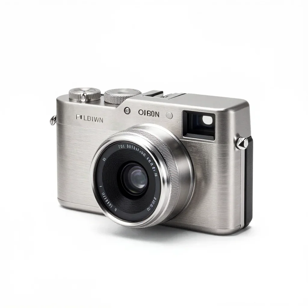 Brutalist camera isolated on a white background