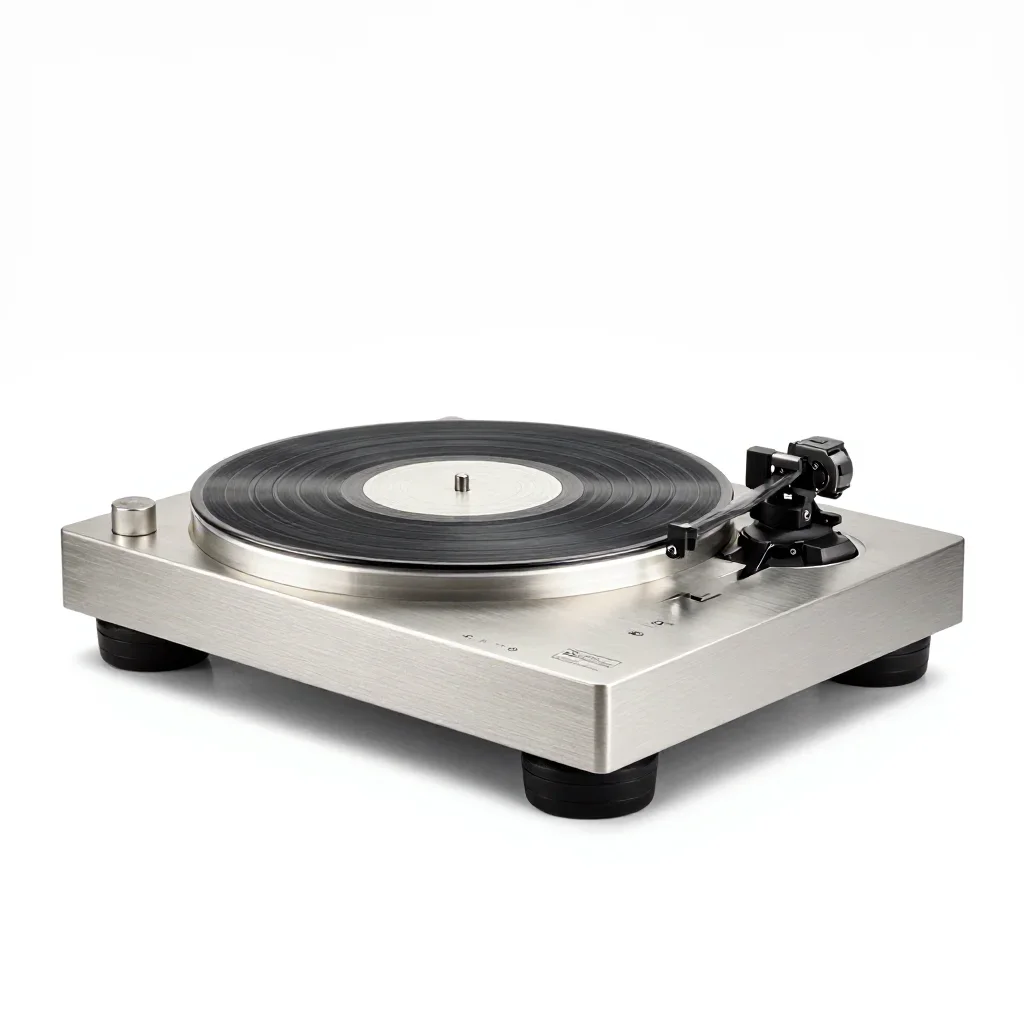 Brutalist record player isolated on a white background