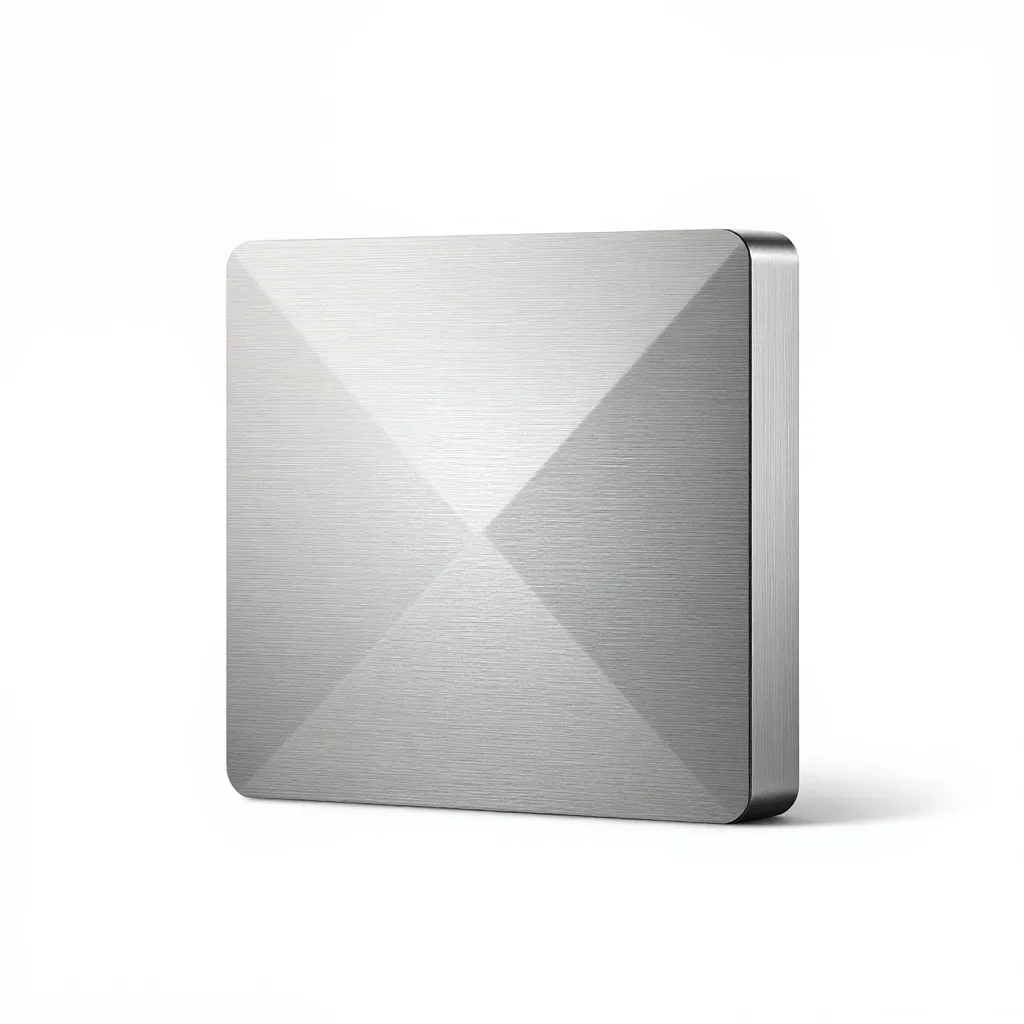 Brutalist smart thermostat isolated on a white background