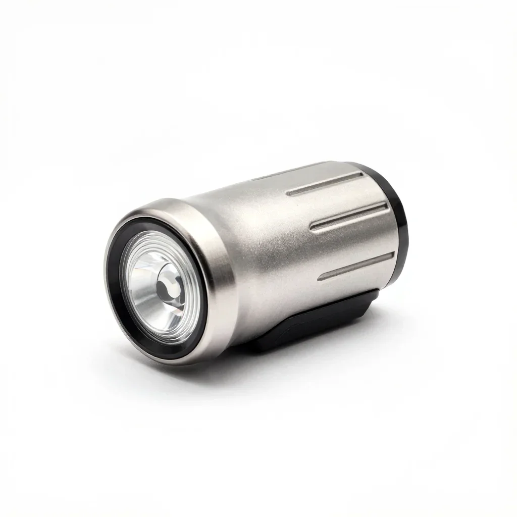 Compact travel bike light isolated on a white background