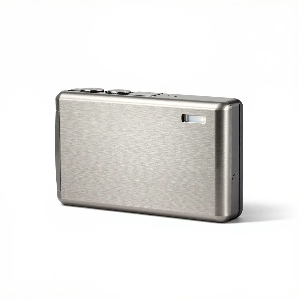 Compact travel camera isolated on a white background