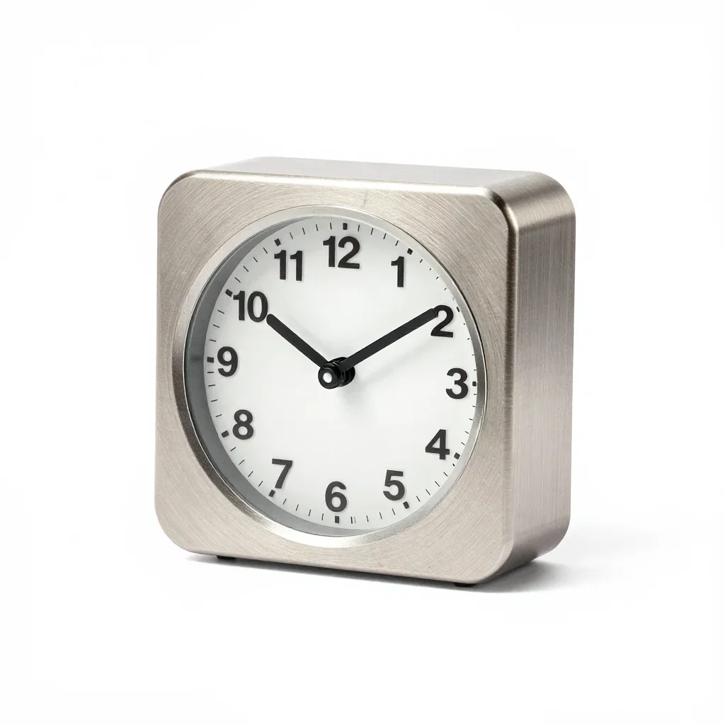Compact travel desk clock isolated on a white background
