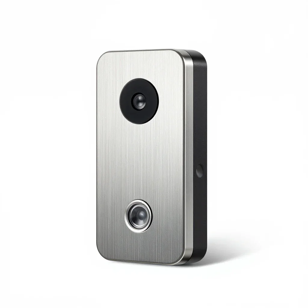 Compact travel doorbell isolated on a white background