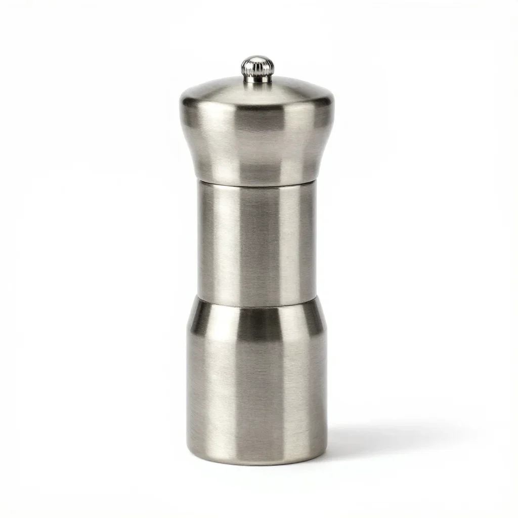 Compact travel pepper mill isolated on a white background