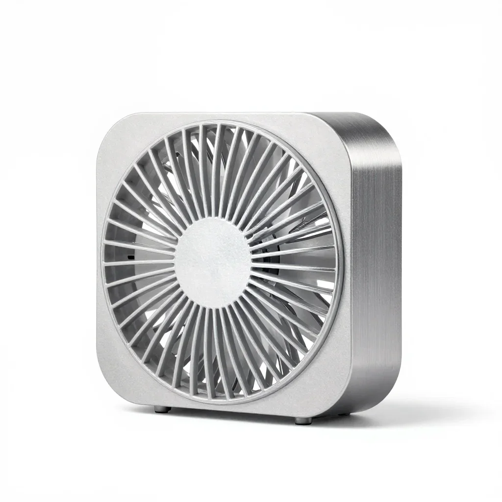 Compact travel portable fan isolated on a white background