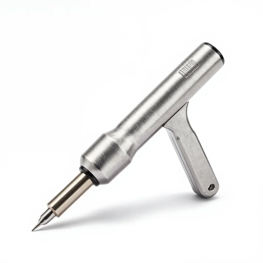 Compact travel soldering iron isolated on a white background