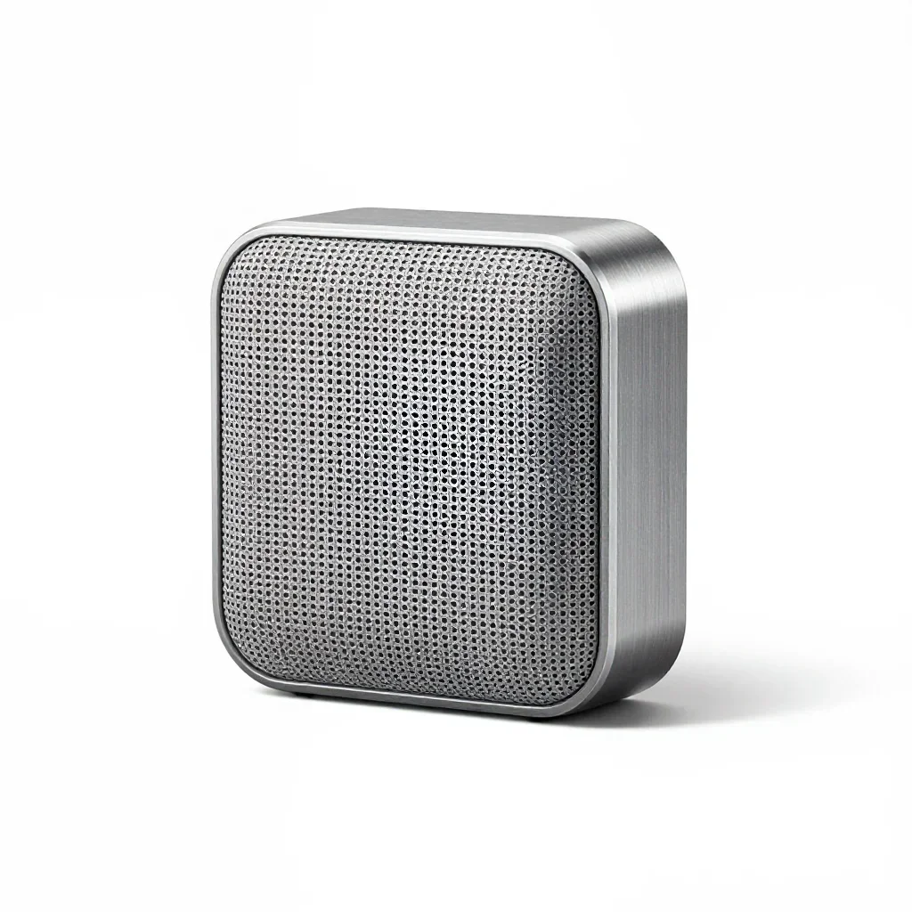 Compact travel wireless speaker isolated on a white background