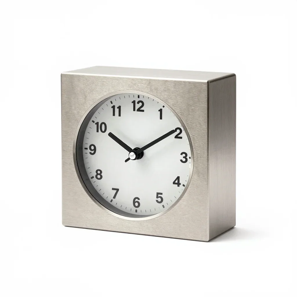 Minimalist desk clock isolated on a white background