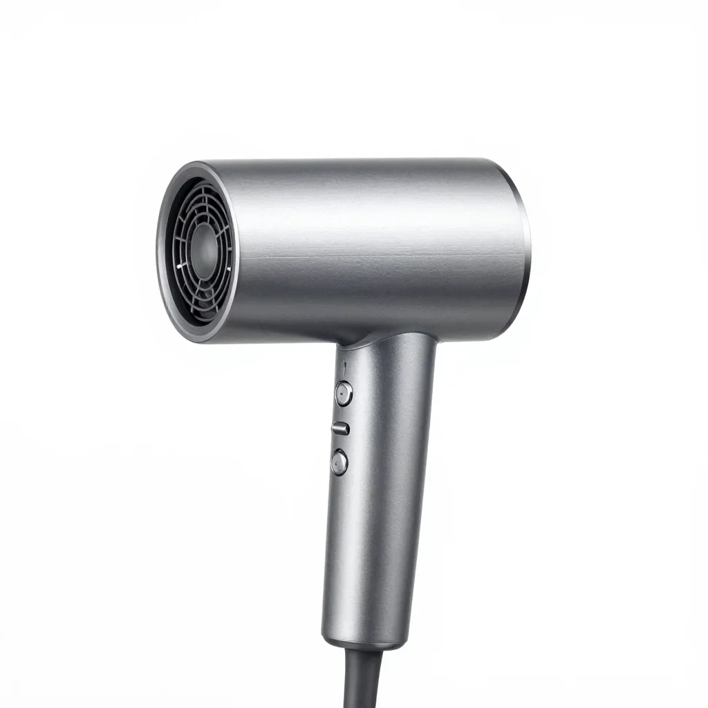 Minimalist hair dryer isolated on a white background
