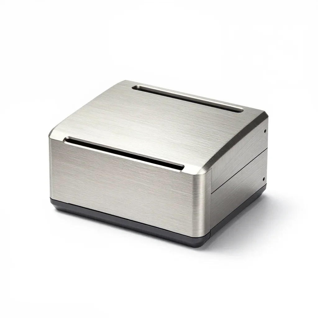 Minimalist label printer isolated on a white background