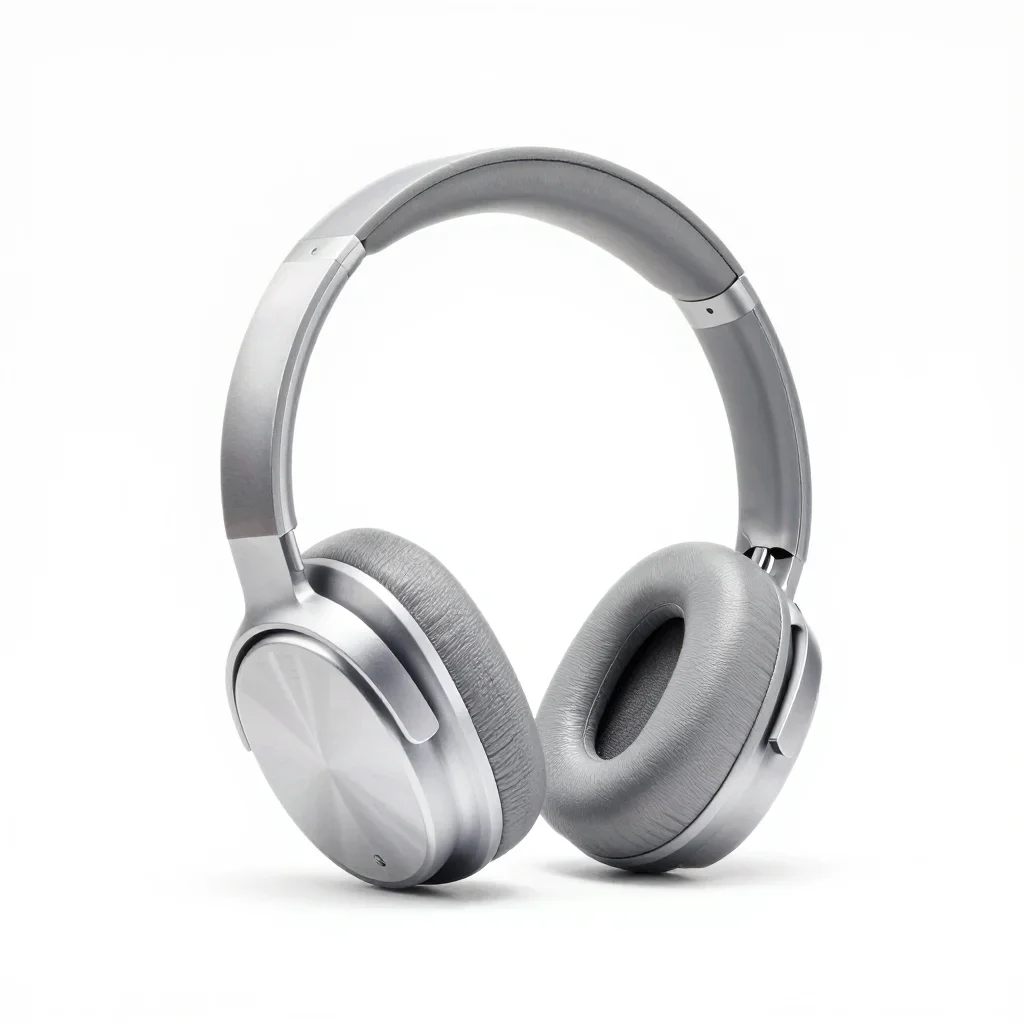 Minimalist pair of headphones isolated on a white background