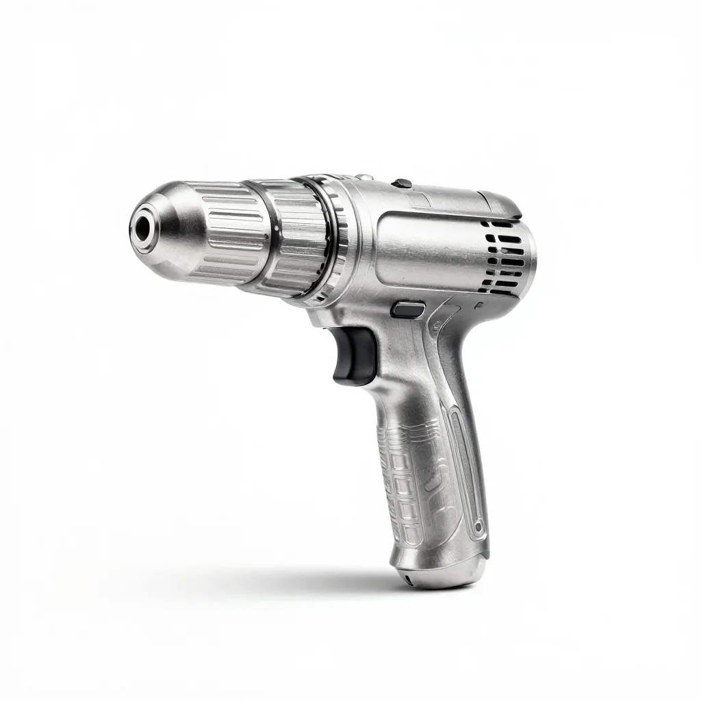 Minimalist power drill isolated on a white background