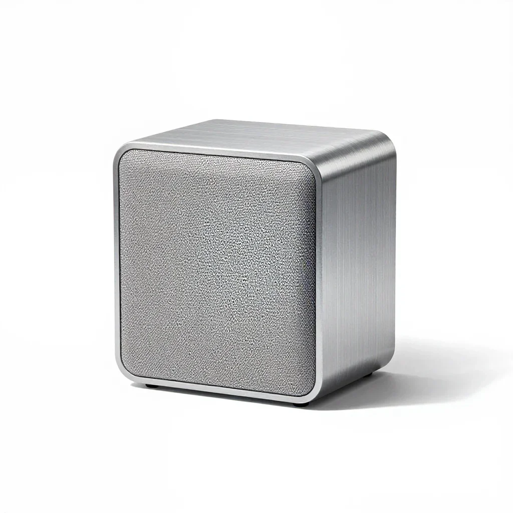 Minimalist wireless speaker isolated on a white background