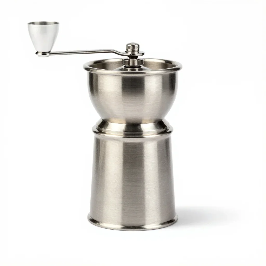 Playful coffee grinder isolated on a white background