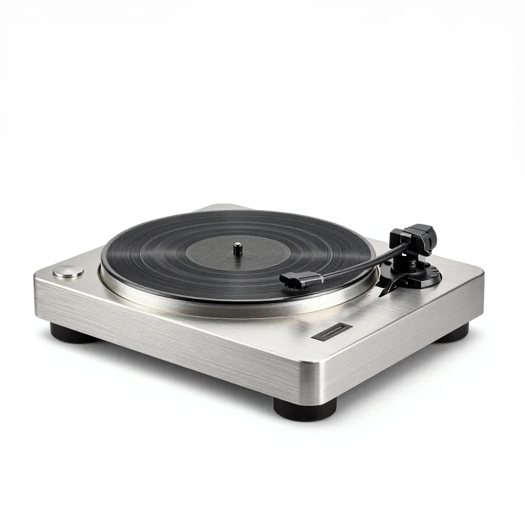 Playful record player isolated on a white background