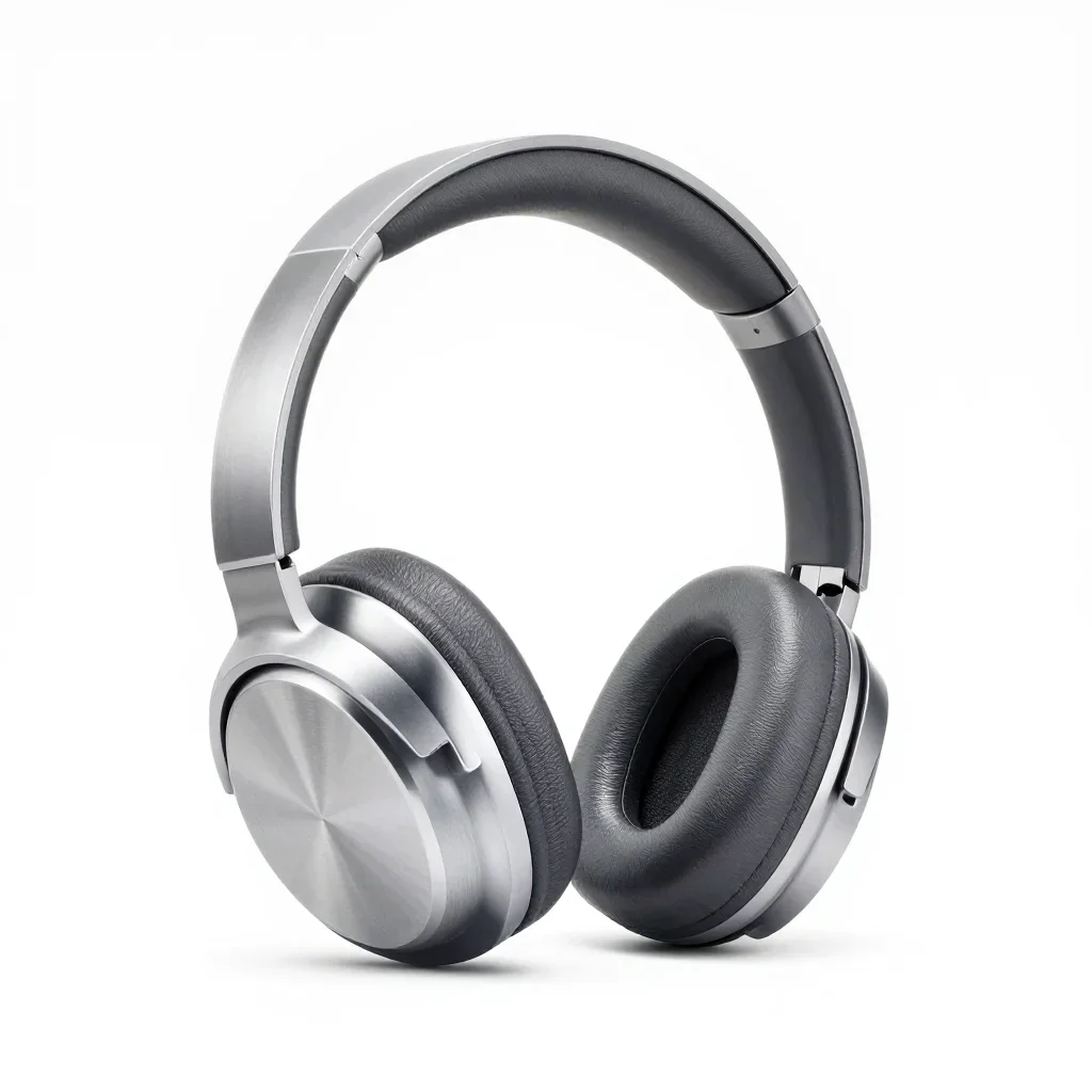 Premium luxury pair of headphones isolated on a white background