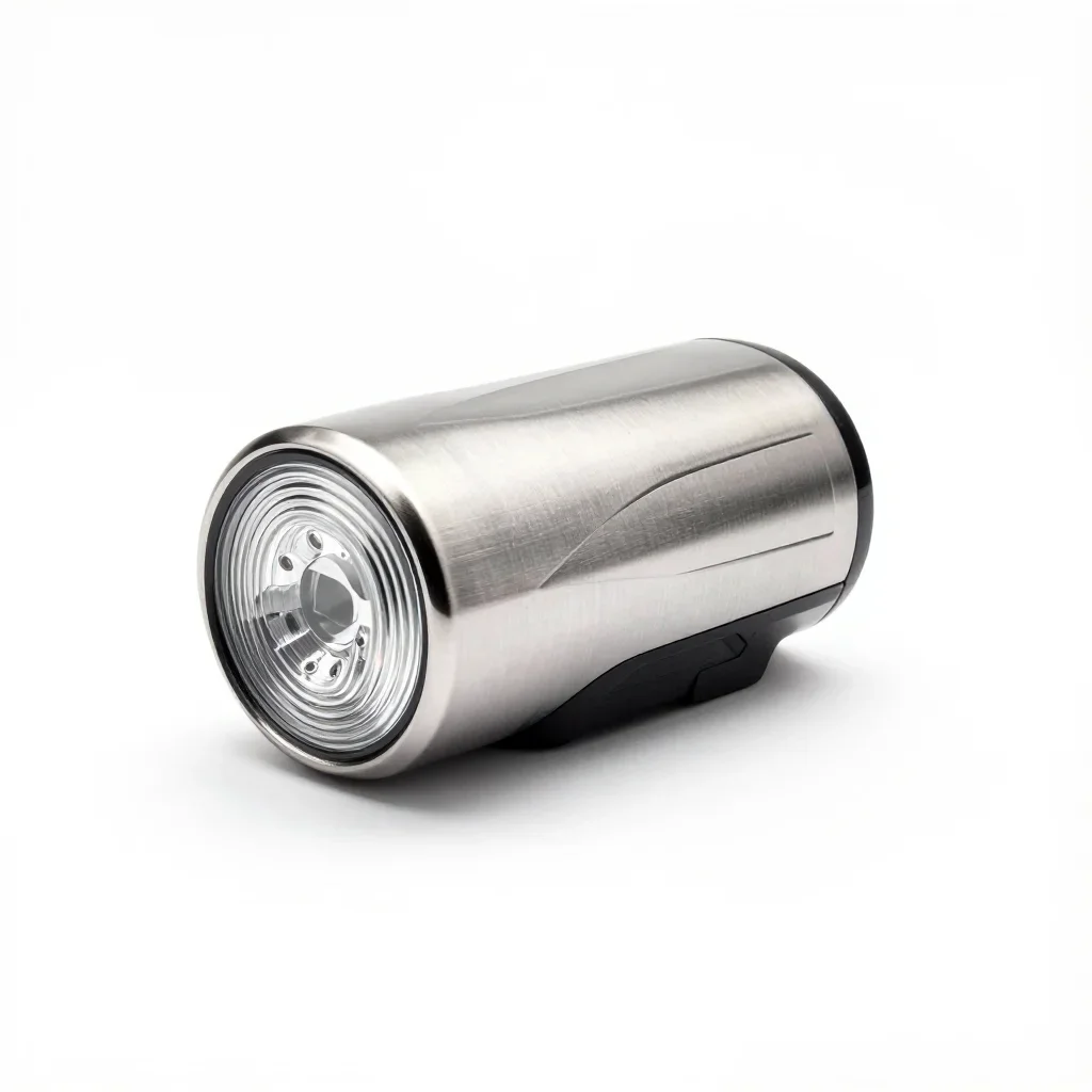 Retro-futuristic bike light isolated on a white background