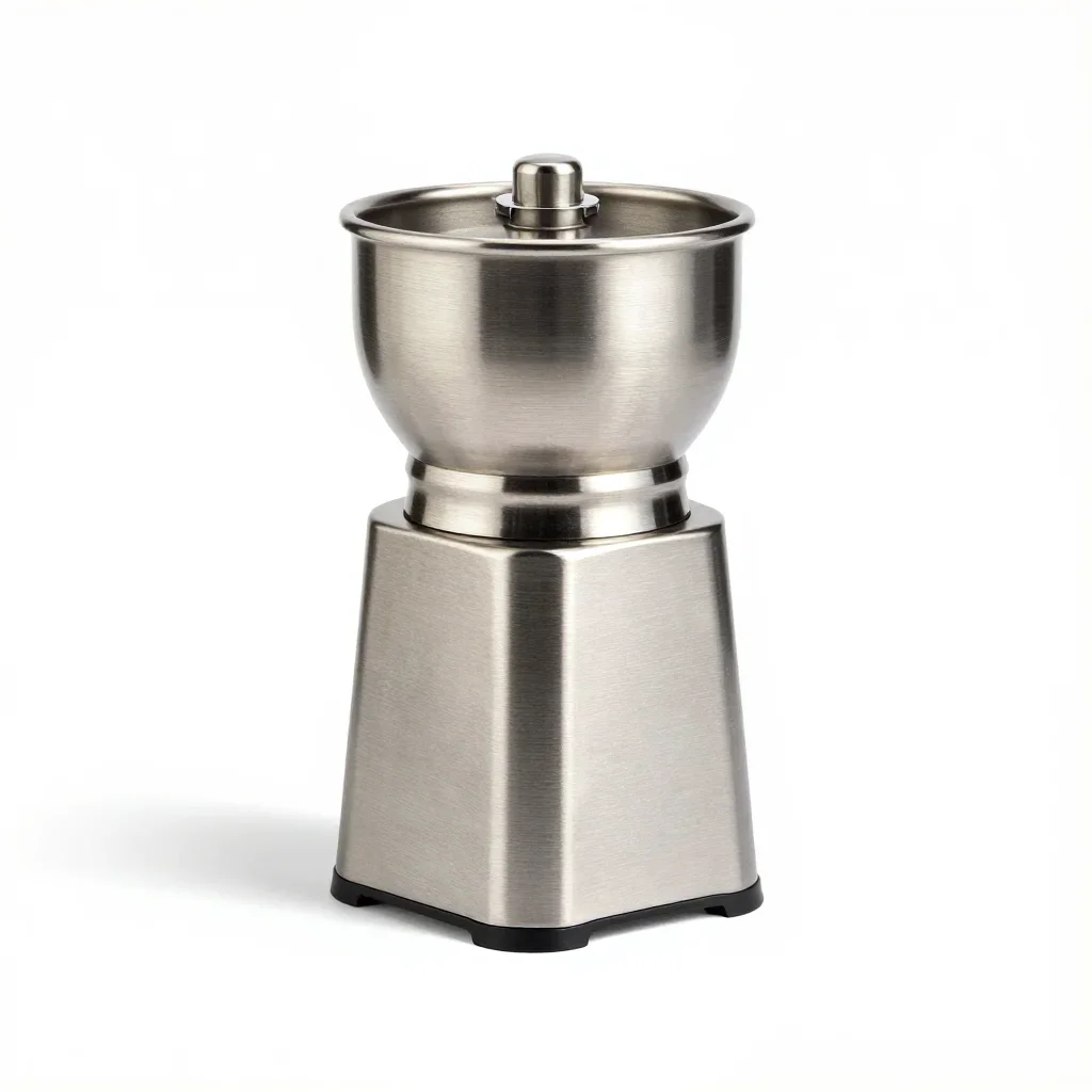 Retro-futuristic coffee grinder isolated on a white background