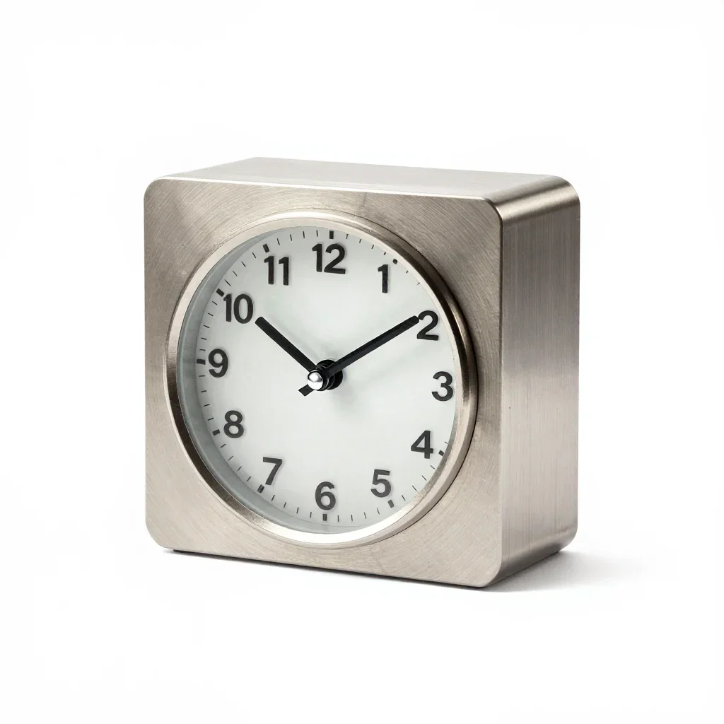 Retro-futuristic desk clock isolated on a white background