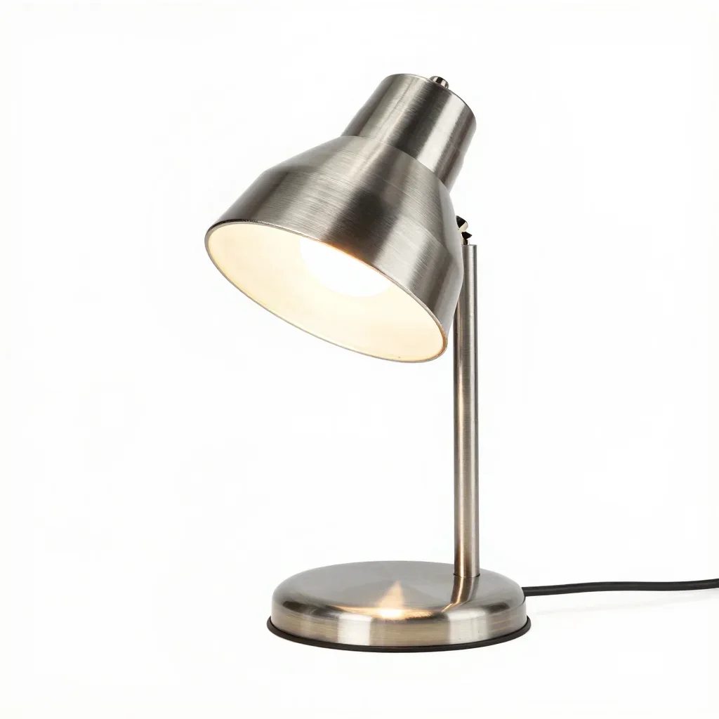 Retro-futuristic desk lamp isolated on a white background