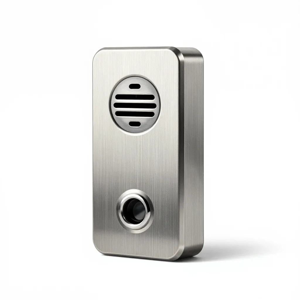Retro-futuristic doorbell isolated on a white background