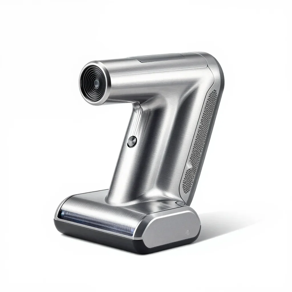 Retro-futuristic handheld vacuum isolated on a white background