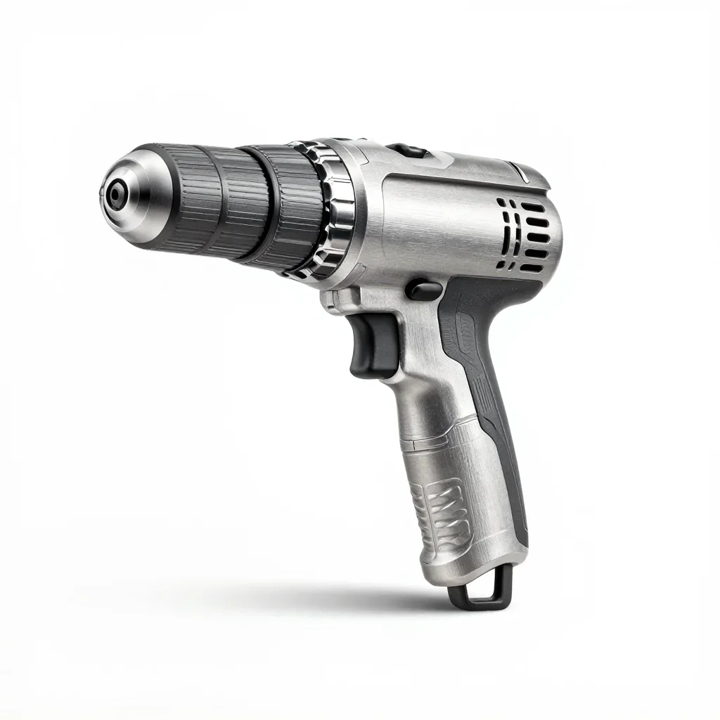 Retro-futuristic power drill isolated on a white background