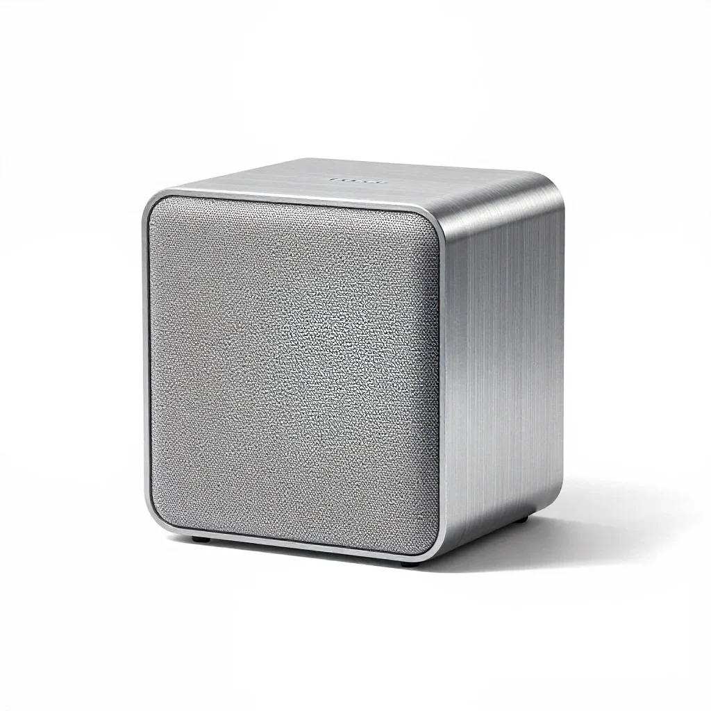 Retro-futuristic wireless speaker isolated on a white background