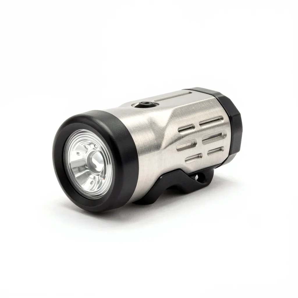 Rugged outdoor bike light isolated on a white background