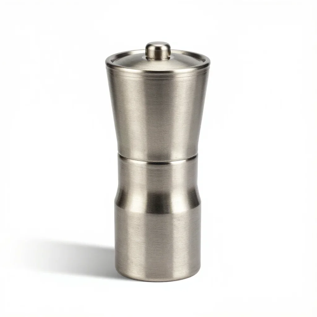Rugged outdoor coffee grinder isolated on a white background