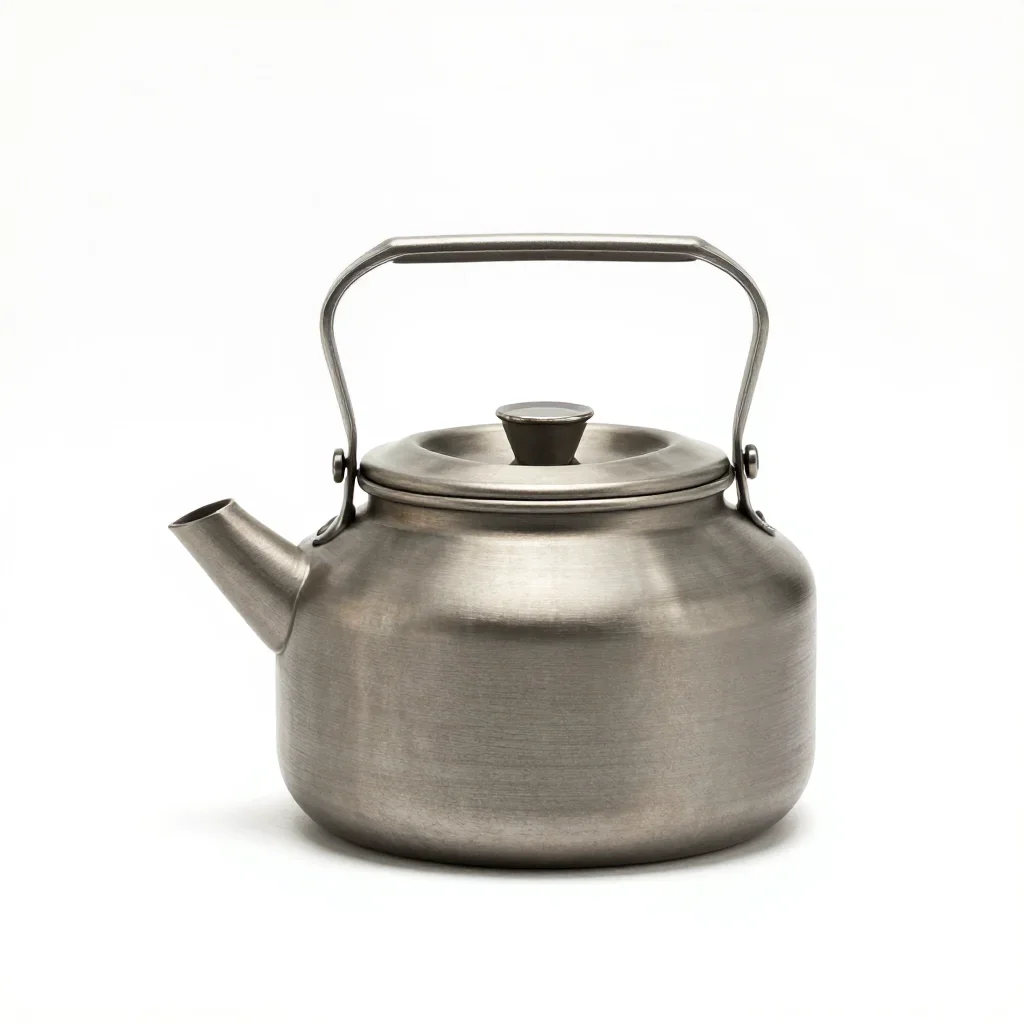 Rugged outdoor travel kettle isolated on a white background