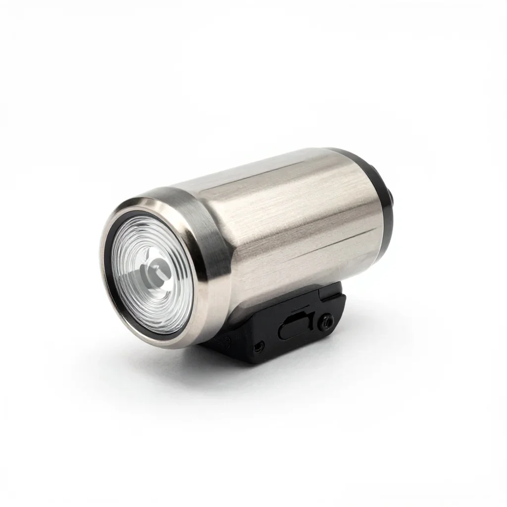 Eco recycled-material bike light isolated on a white background