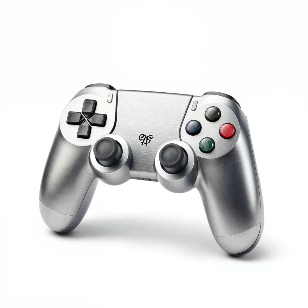 Eco recycled-material game controller isolated on a white background