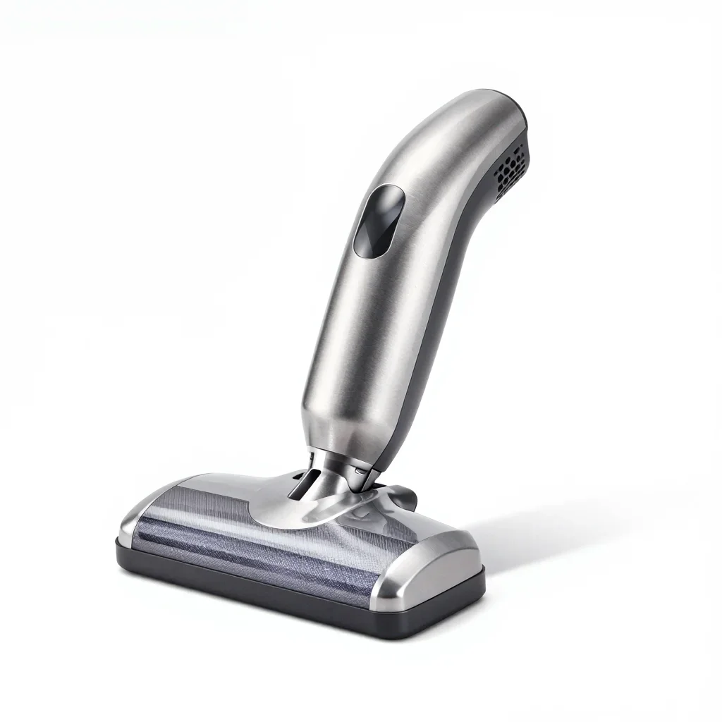 Eco recycled-material handheld vacuum isolated on a white background