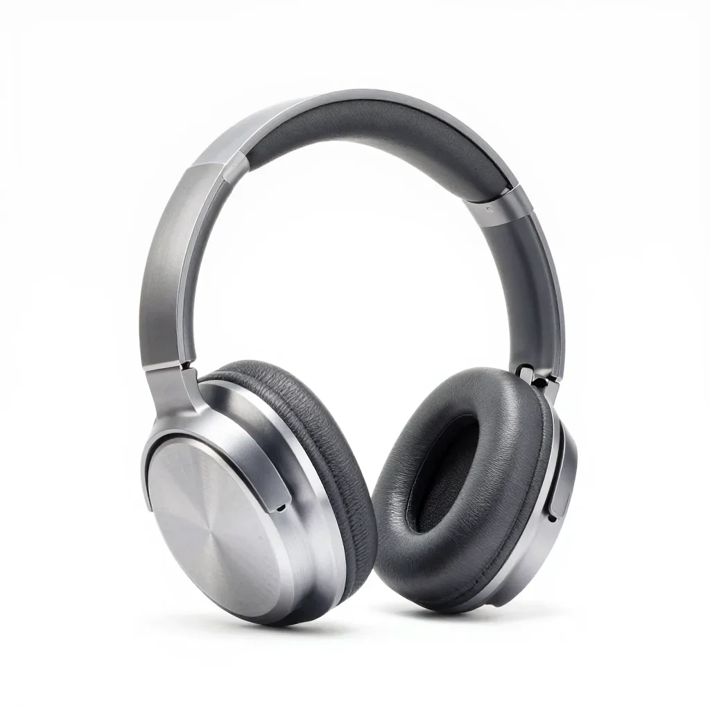 Eco recycled-material pair of headphones isolated on a white background
