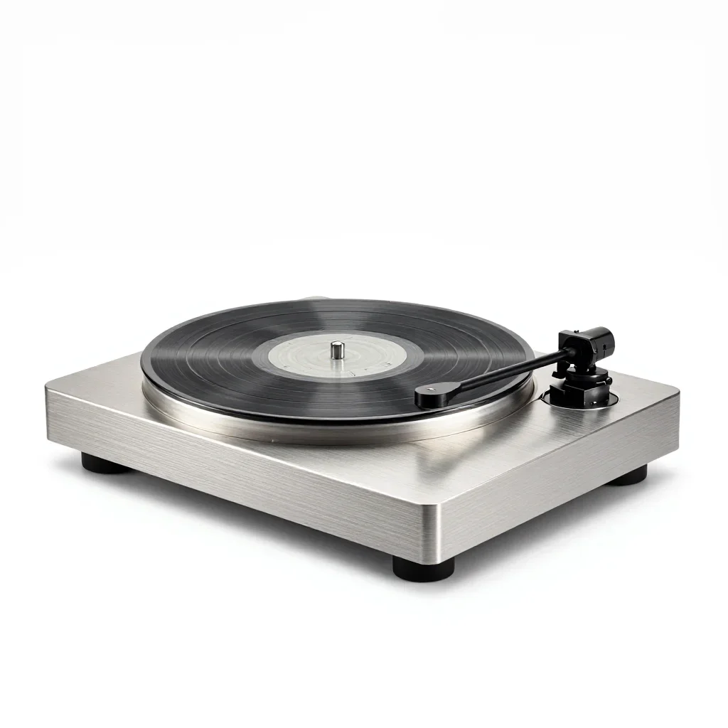 Eco recycled-material record player isolated on a white background
