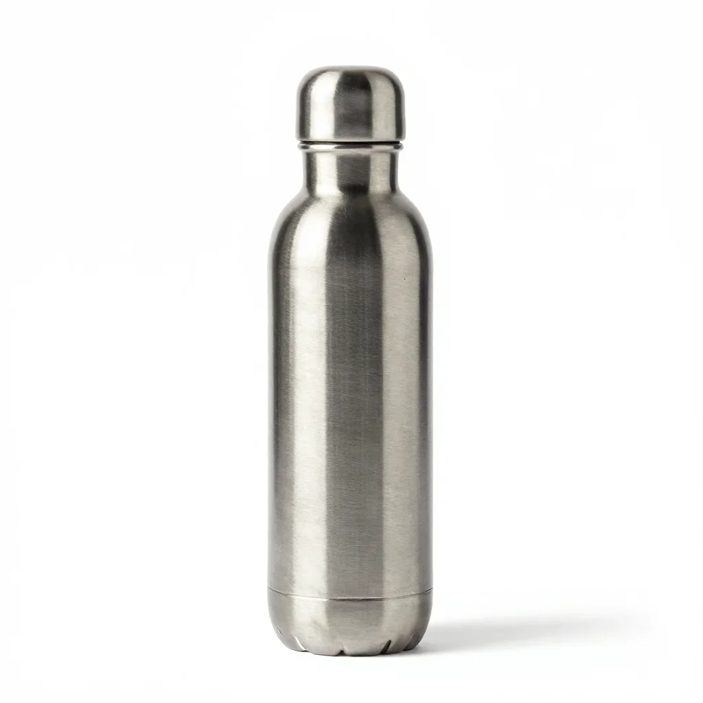 Eco recycled-material water bottle isolated on a white background
