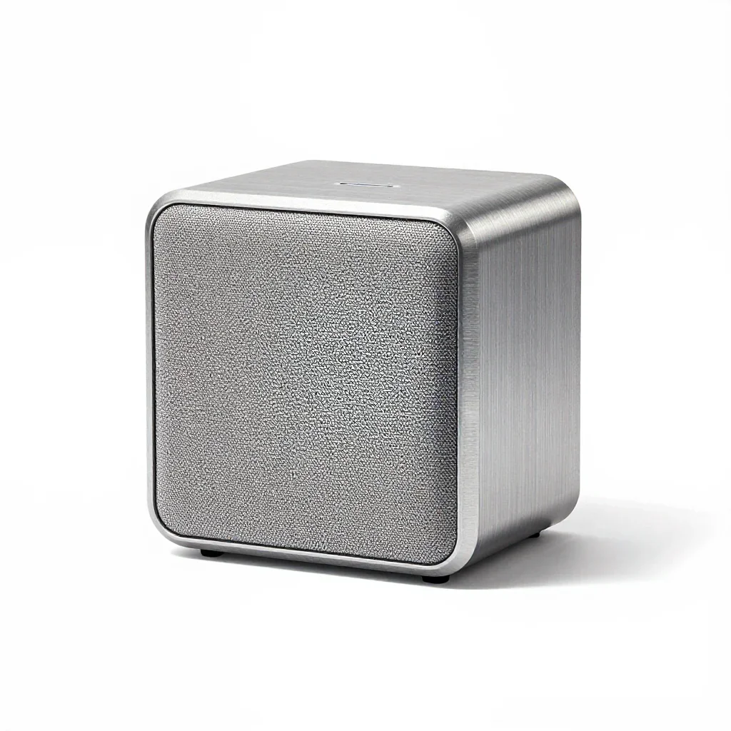 Eco recycled-material wireless speaker isolated on a white background