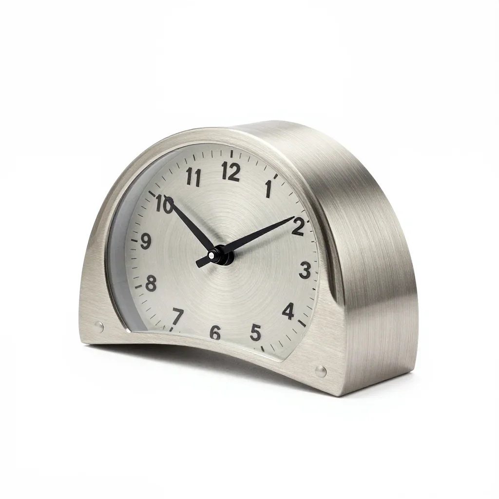 Organic curved desk clock isolated on a white background
