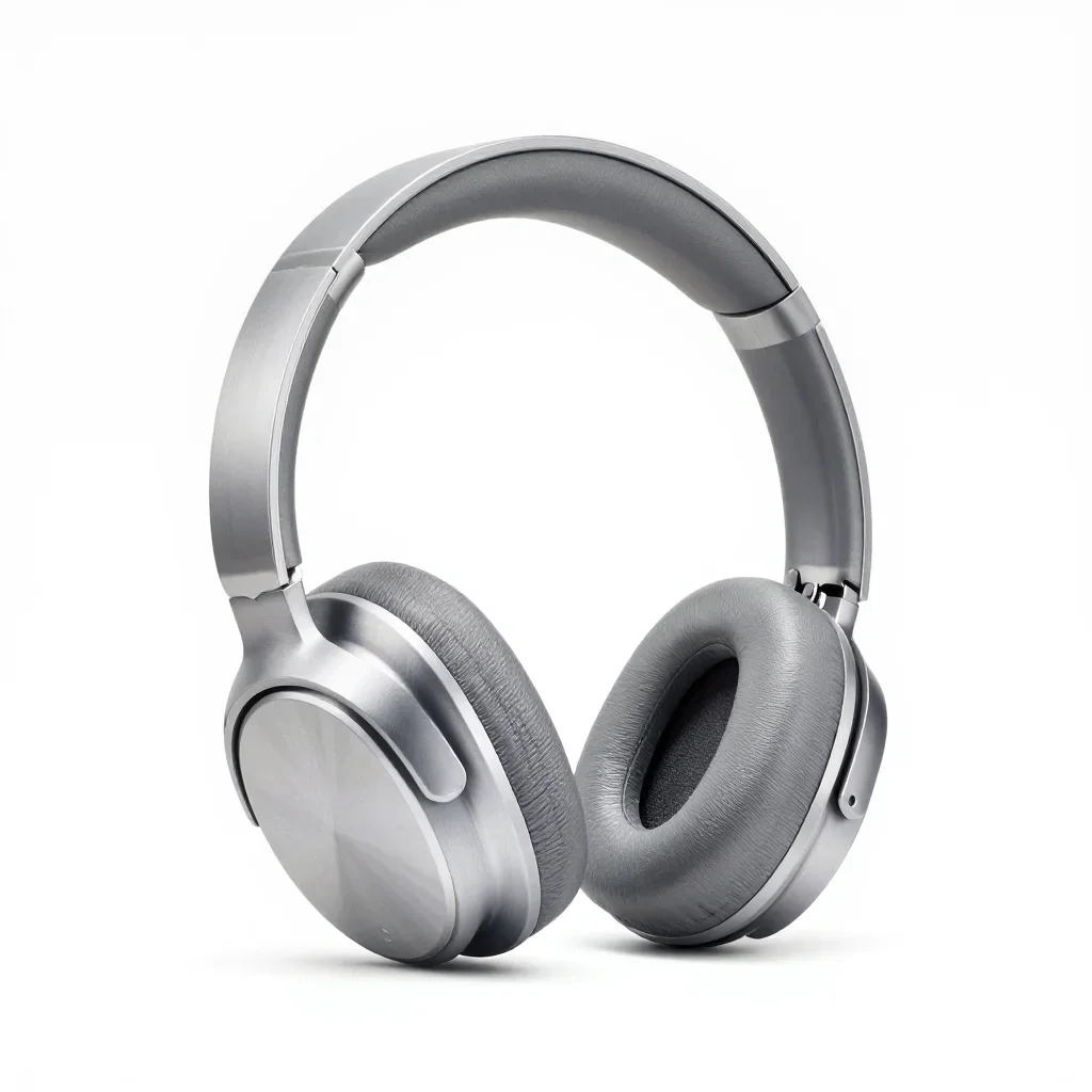 Organic curved pair of headphones isolated on a white background