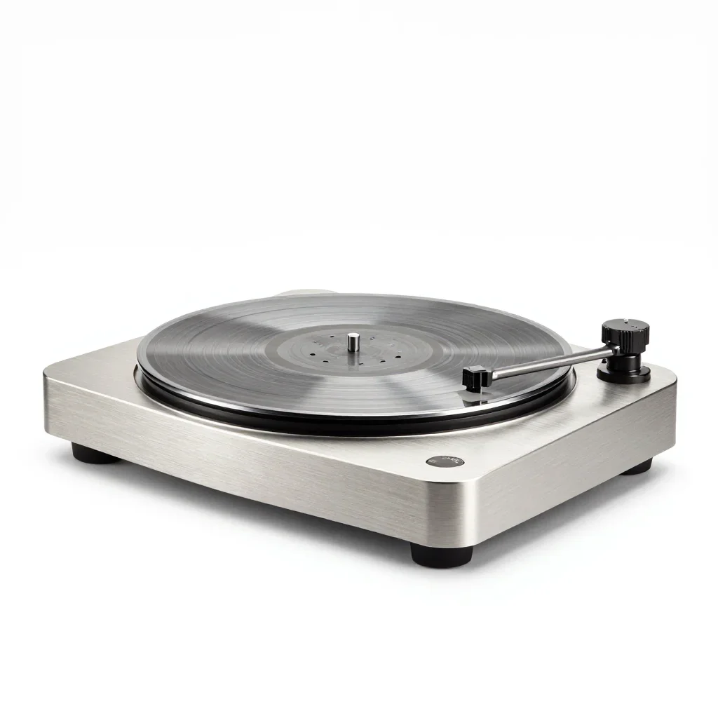 Organic curved record player isolated on a white background