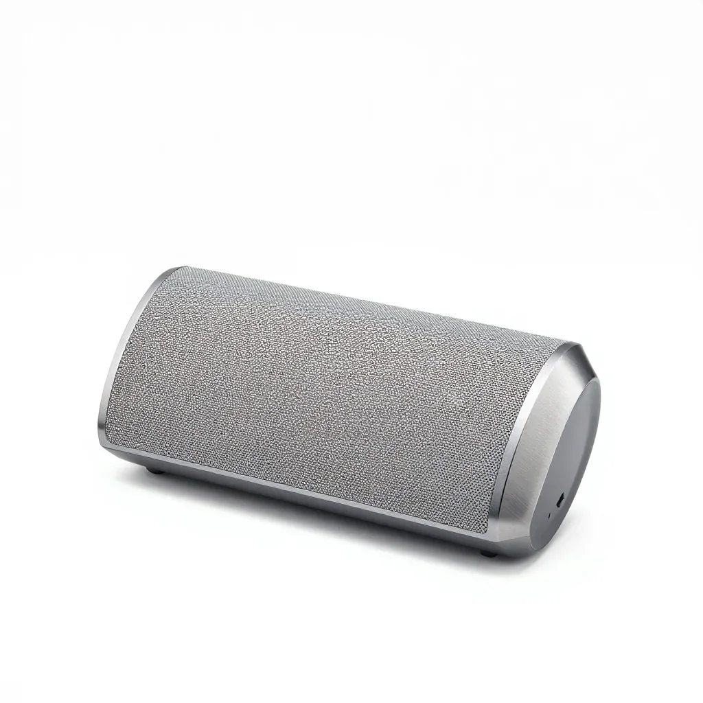 Organic curved wireless speaker isolated on a white background