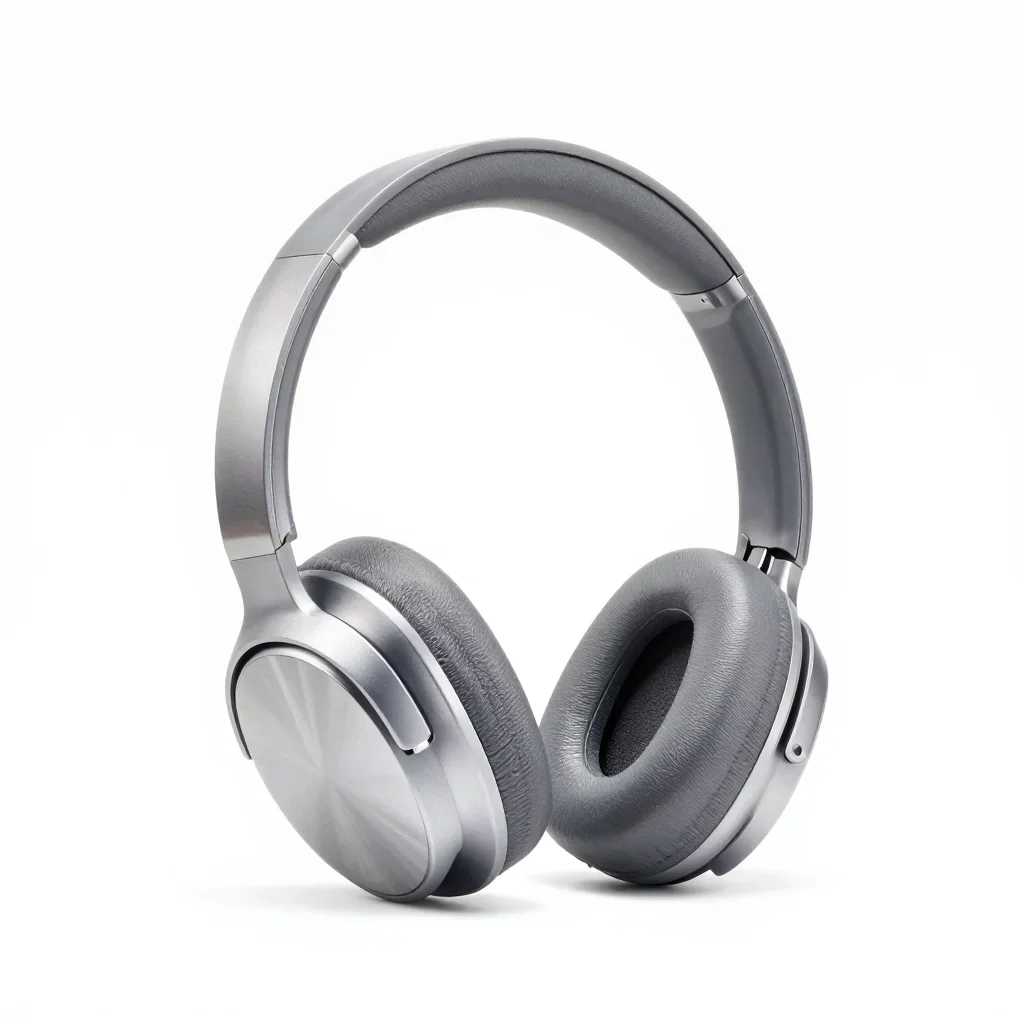 Ultra-slim pair of headphones isolated on a white background