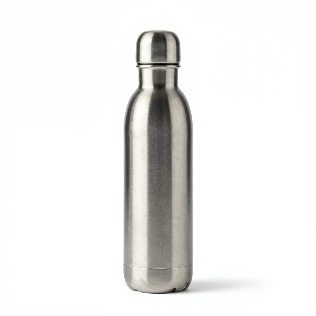 Ultra-slim water bottle isolated on a white background