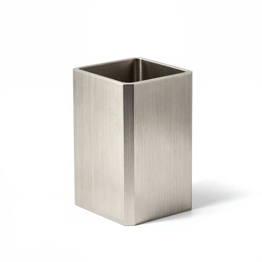 Geometric toothbrush holder isolated on a white background