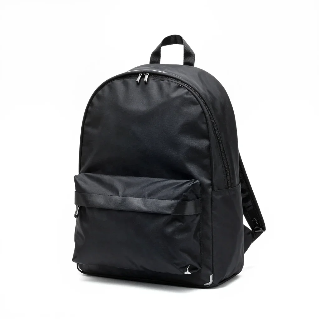 Matte black backpack isolated on a white background