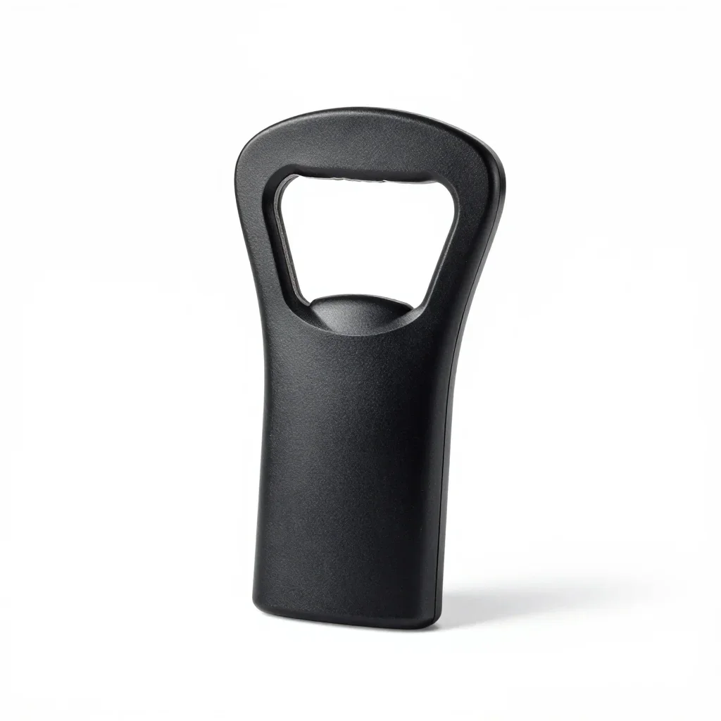Matte black bottle opener isolated on a white background