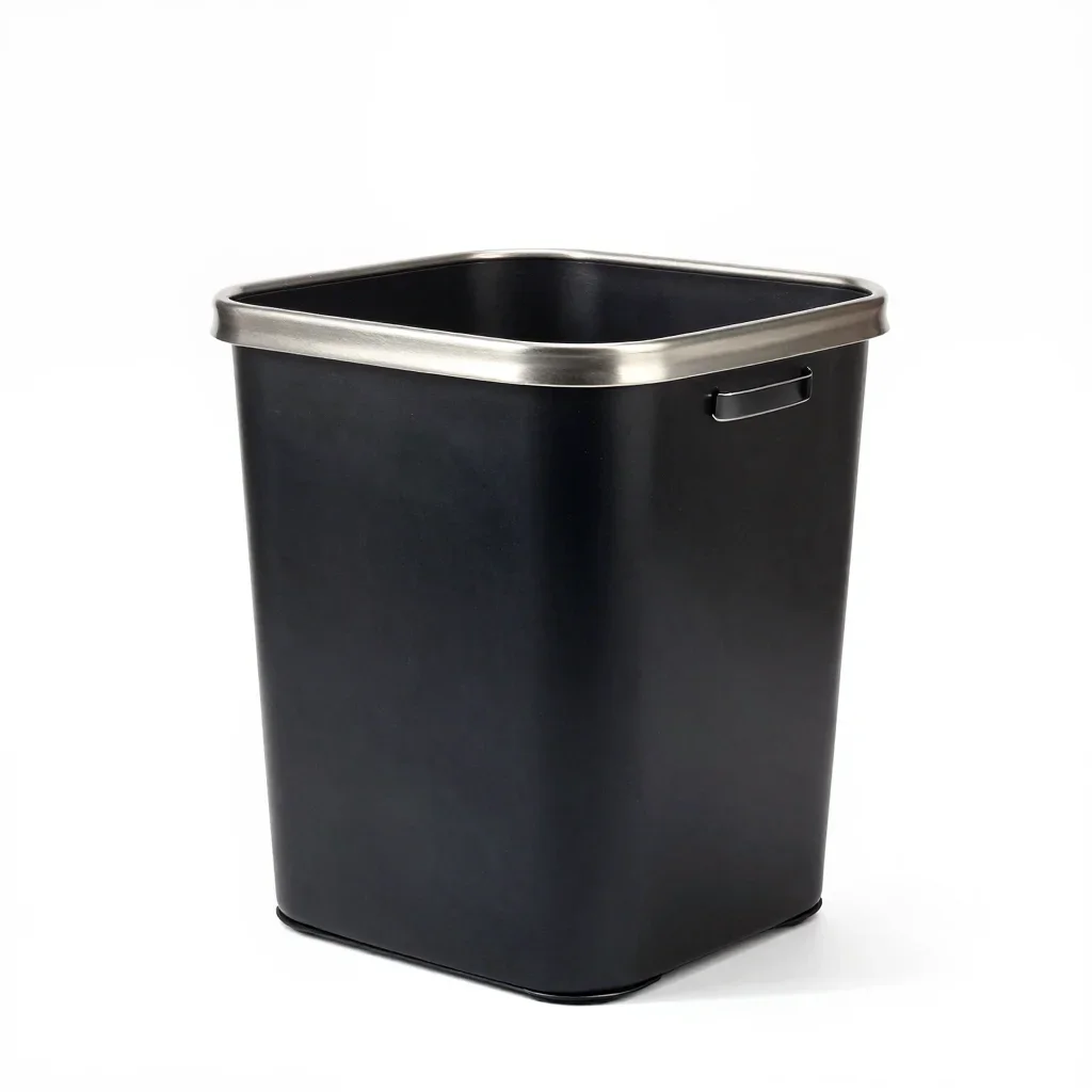 Matte black laundry basket isolated on a white background