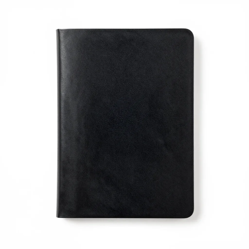 Matte black notebook cover isolated on a white background